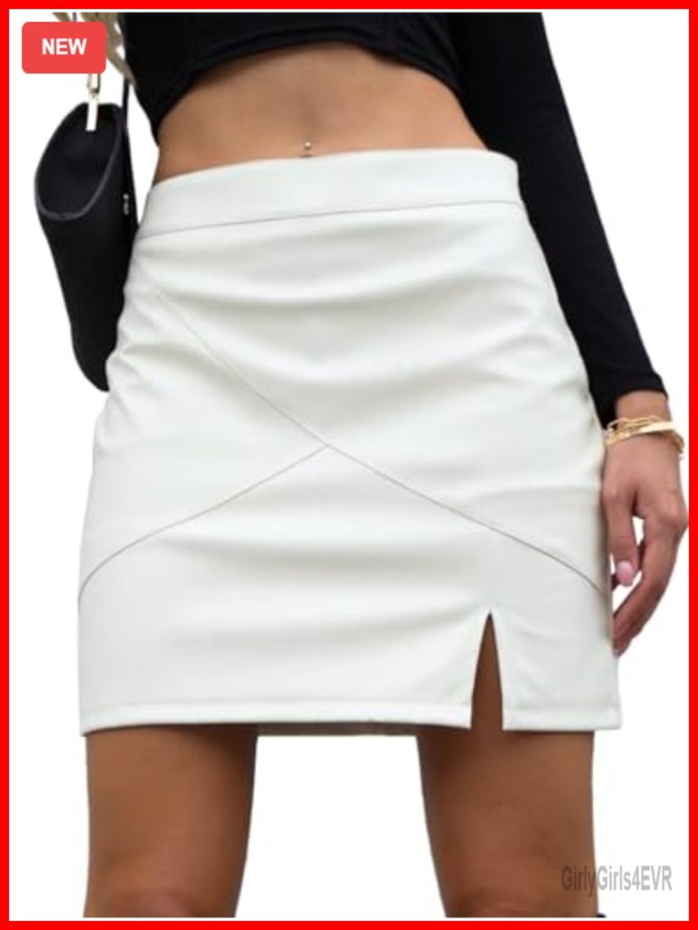 Faux Leather High Waisted Bodycon Pencil Mini Skirt with Built-in Shorts